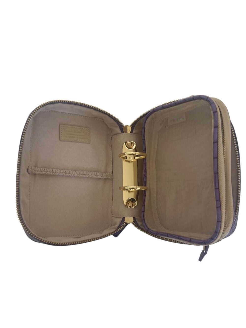 Trish McEvoy Purple Croc-Embossed Makeup Planner Organizer With Gold Hardware